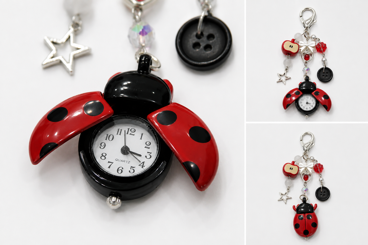 🐞 Ladybug Pocket Watch Keychain ♡