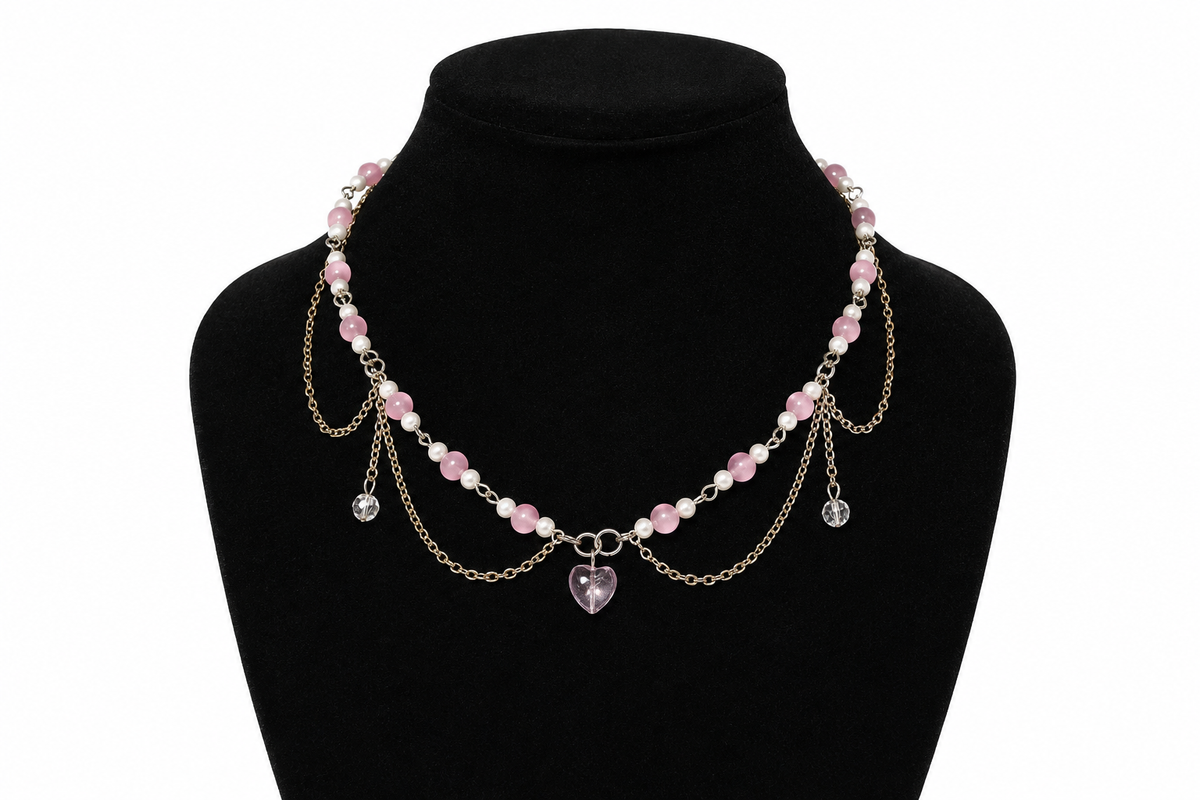 Pink Heart Layered Necklace